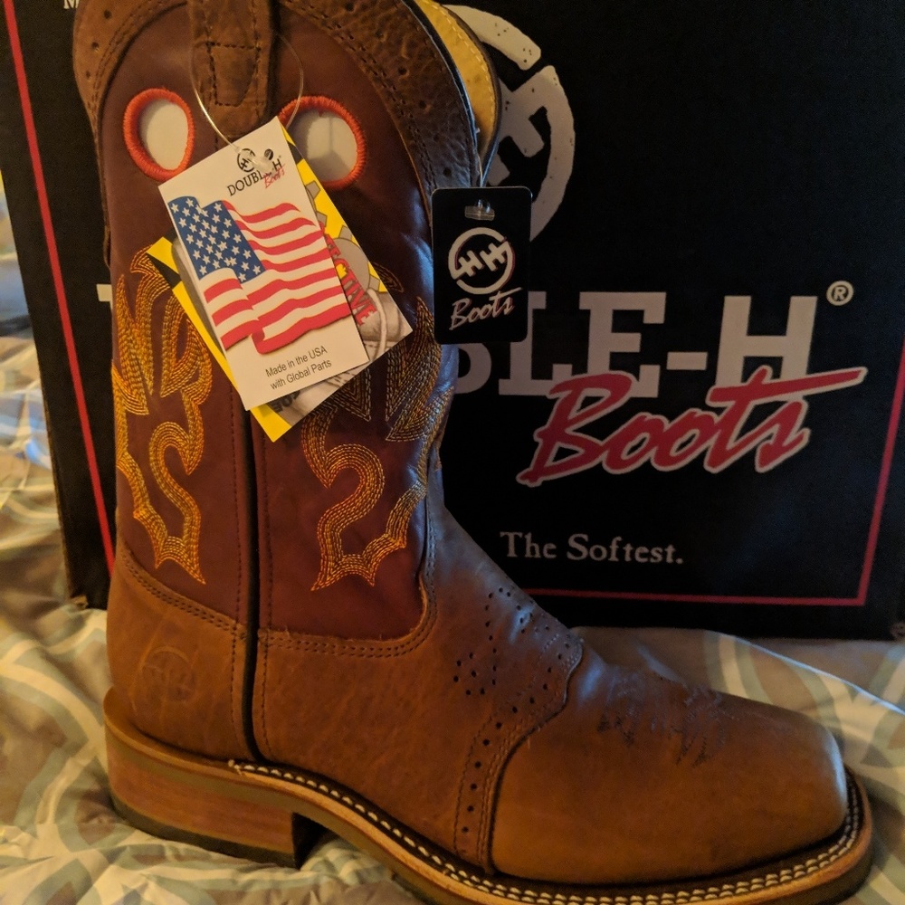 Double H St peanut Bison men's boots size 9 NWT
